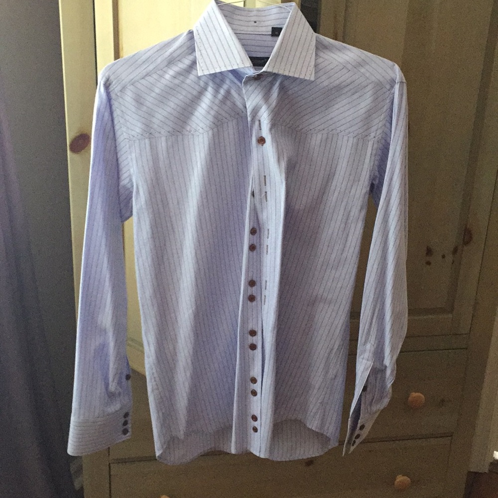 Power blue button down by Bogosse.